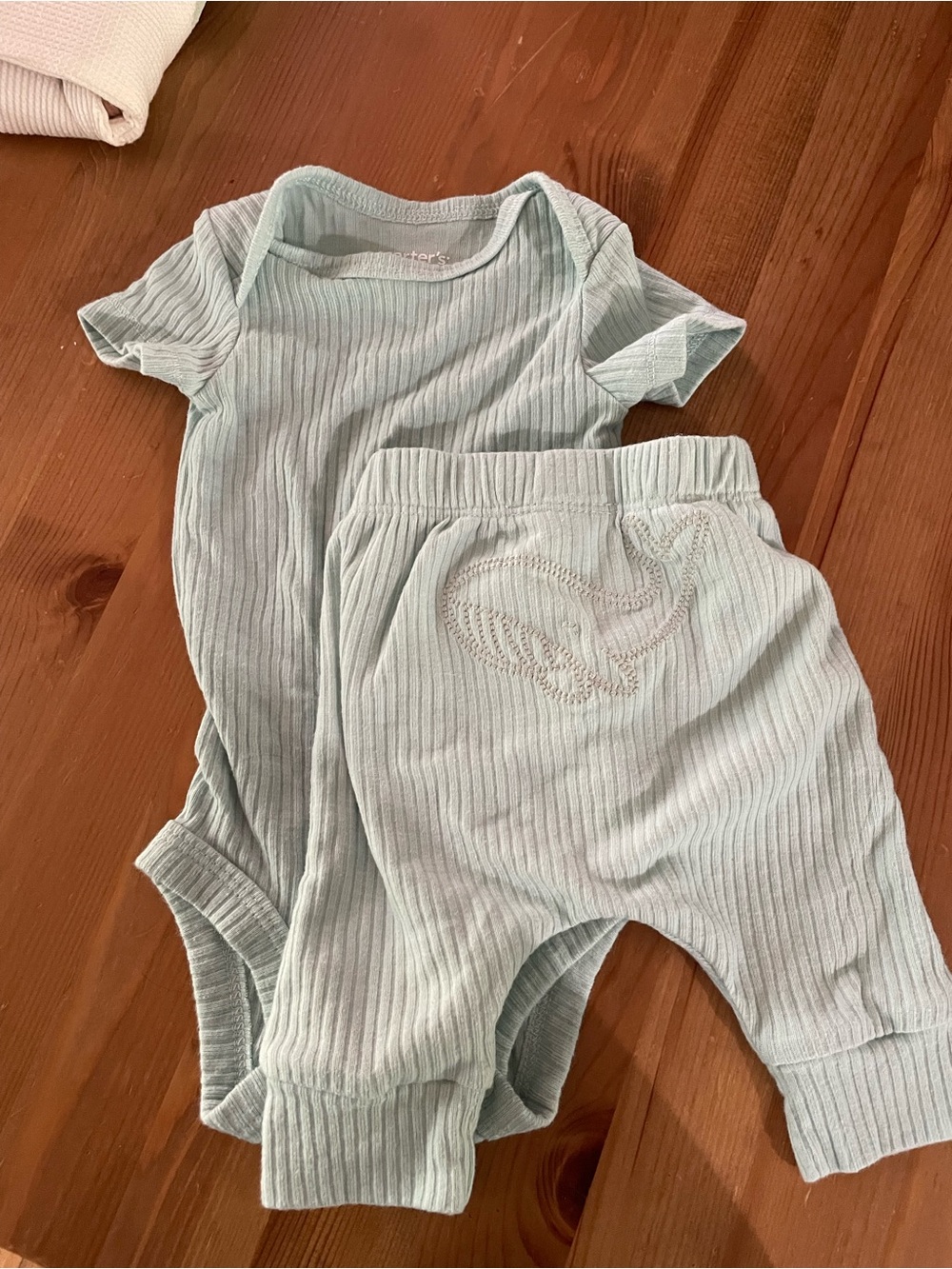 Carter's Mint Green Ribbed Baby One-Piece and Pants Set